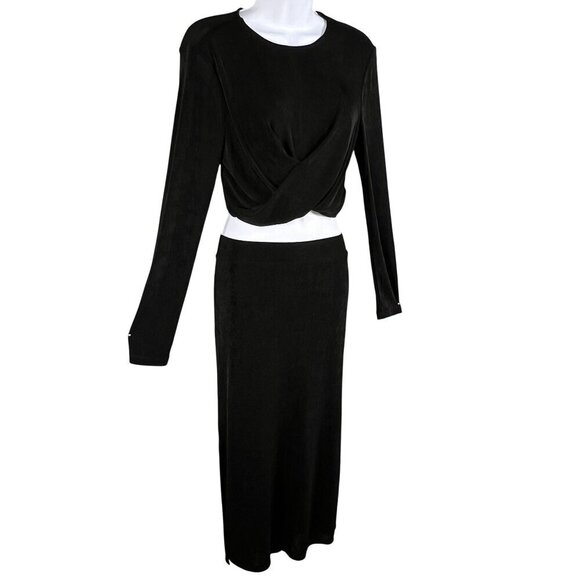 Sincerely Jules NWT Womens L Black Twist-Front Cropped Top Midi-Maxi Skirt Set - Picture 6 of 16